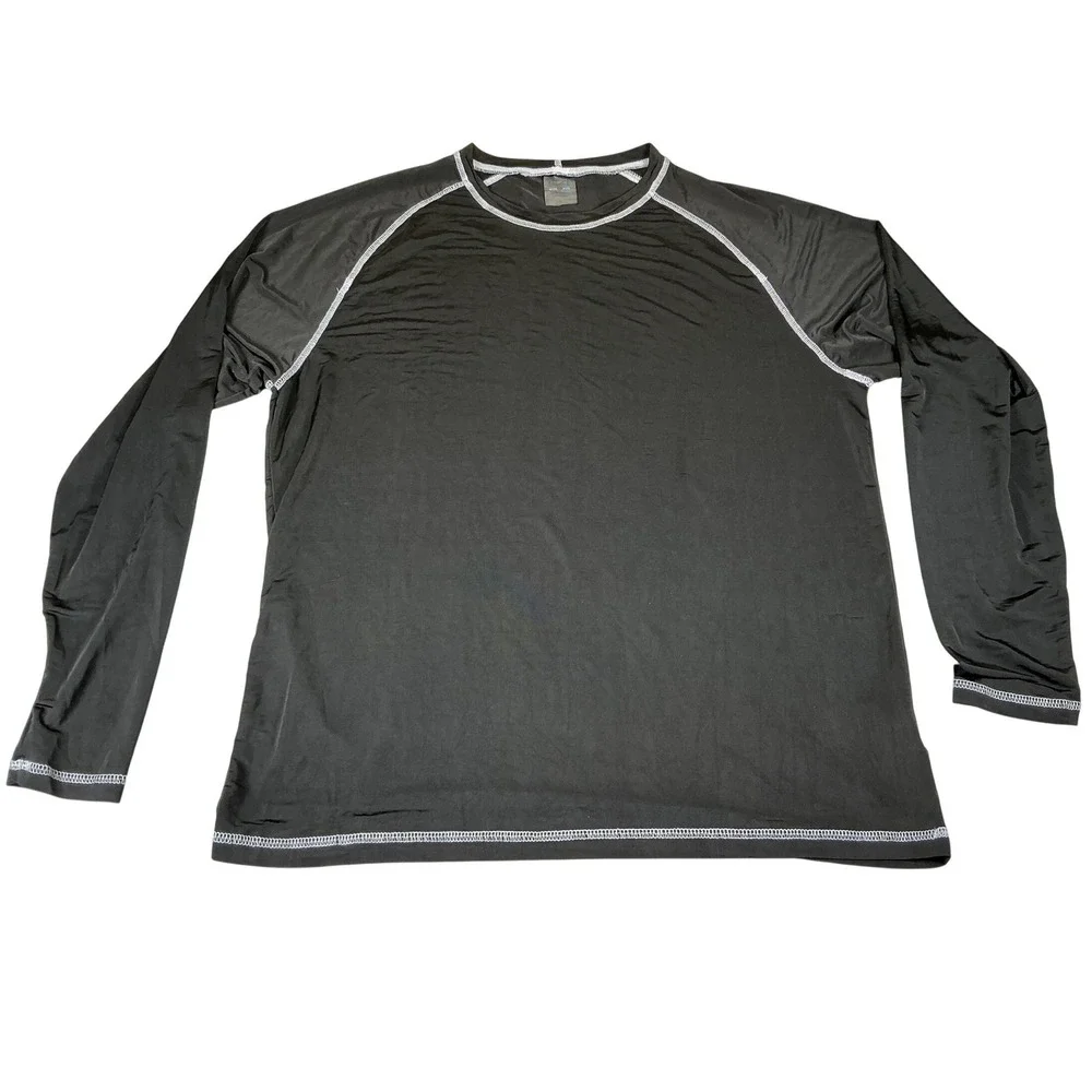 Uzzi Active Wear‎ UPF 50+ Rash Guard Shirt Large Black Long Sleeve Swim Surf